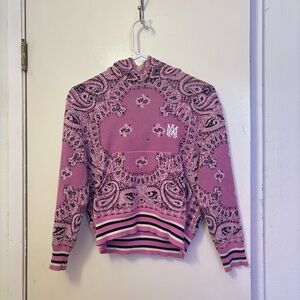 AMIRI light purple and Black Cowl paisley print hoodie